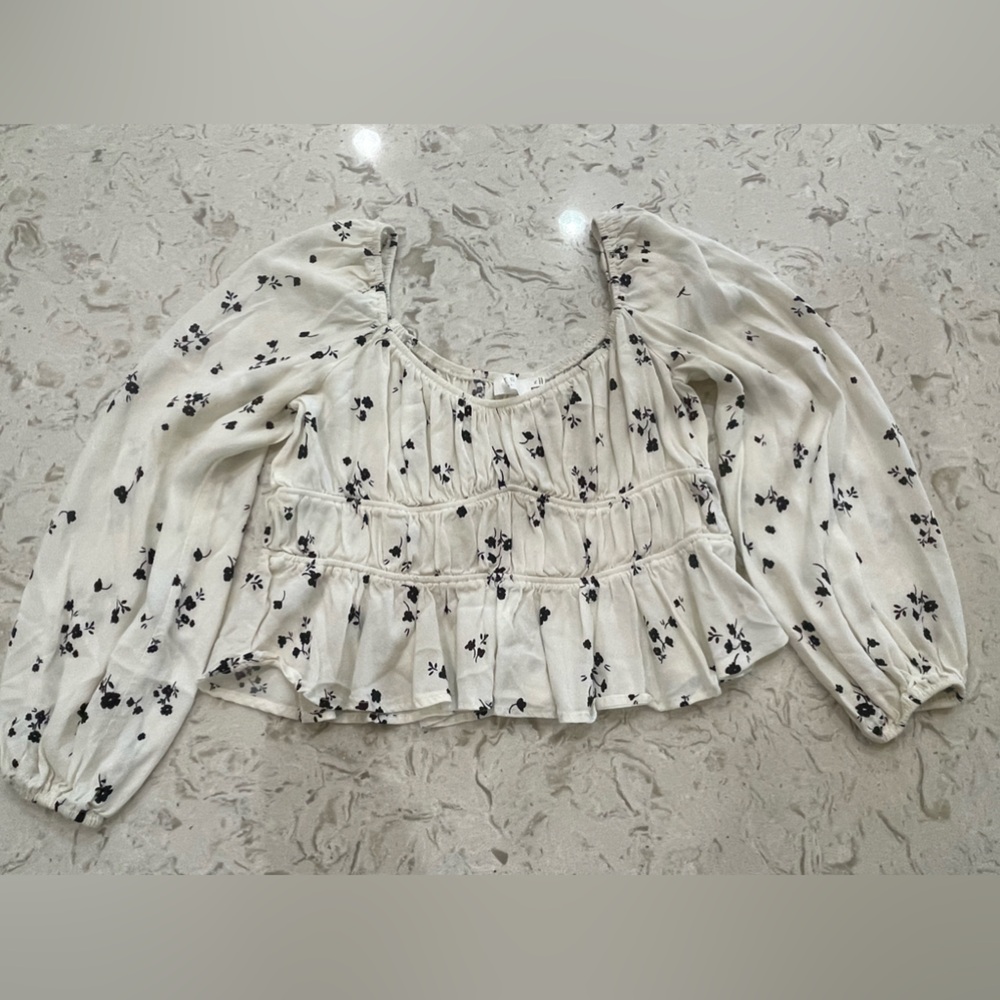 ASTR The Label Floral Quarter Sleeve Top size XL